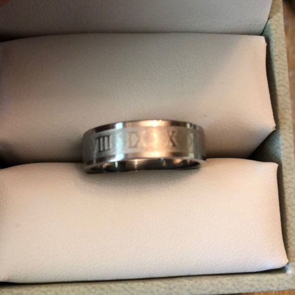 3/$35 Unisex Stainless Steel eternityband Roman numerals - Picture 2 of 3